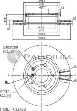 Ashuki P330-156 - Гальмівний диск autocars.com.ua