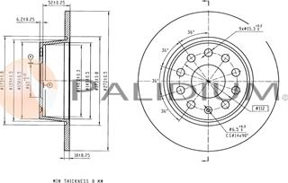 Ashuki P331-165 - Гальмівний диск autocars.com.ua