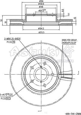 Ashuki S016-55 - Тормозной диск avtokuzovplus.com.ua