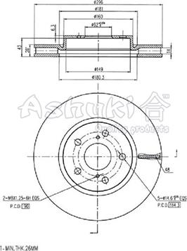 Ashuki T603-39 - Тормозной диск avtokuzovplus.com.ua