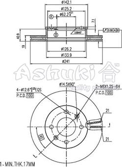 Ashuki Y089-15 - Тормозной диск avtokuzovplus.com.ua