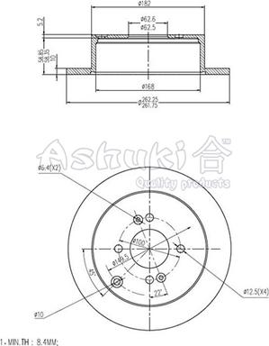 Ashuki Y089-17 - Гальмівний диск autocars.com.ua