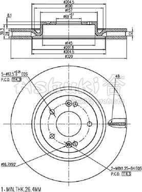 Ashuki Y089-54 - Гальмівний диск autocars.com.ua