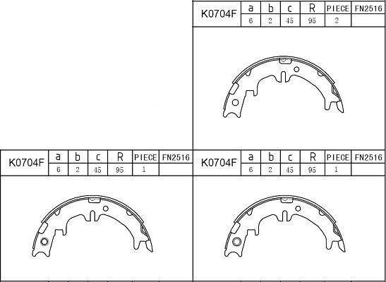 Asimco K0704F - Комплект гальм, ручник, парковка autocars.com.ua