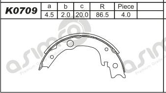 Asimco K0709 - Комплект гальм, барабанний механізм autocars.com.ua