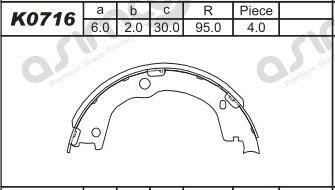 Asimco K0716 - Комплект гальм, барабанний механізм autocars.com.ua