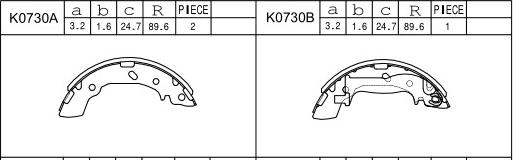 Asimco K0730 - Комплект тормозных колодок, барабанные avtokuzovplus.com.ua