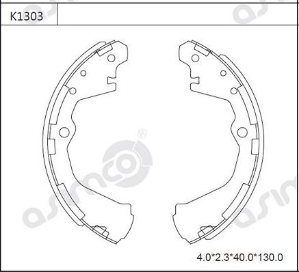 Asimco K1303 - Комплект гальм, барабанний механізм autocars.com.ua