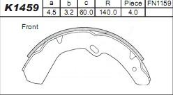 Asimco K1459 - Комплект тормозных колодок, барабанные avtokuzovplus.com.ua