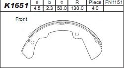 Asimco K1651 - Комплект гальм, барабанний механізм autocars.com.ua