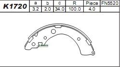 Asimco K1720 - Комплект тормозных колодок, барабанные avtokuzovplus.com.ua