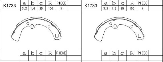 Asimco K1733 - Комплект тормозных колодок, барабанные autodnr.net