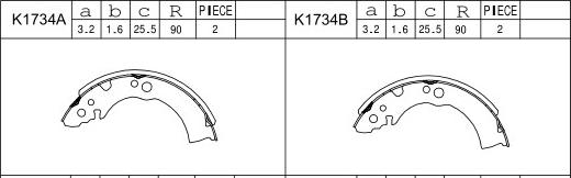 Asimco K1734 - Комплект тормозных колодок, барабанные avtokuzovplus.com.ua