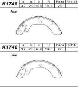 Asimco K1748 - Комплект гальм, барабанний механізм autocars.com.ua