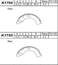 Asimco K1760 - Комплект гальм, барабанний механізм autocars.com.ua