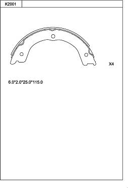 Asimco K2001 - Комплект тормозных колодок, барабанные avtokuzovplus.com.ua