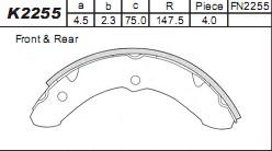 Asimco K2255 - Комплект гальм, барабанний механізм autocars.com.ua
