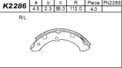 Asimco K2286 - Комплект гальм, барабанний механізм autocars.com.ua