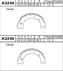 Asimco K2298 - Комплект гальм, барабанний механізм autocars.com.ua