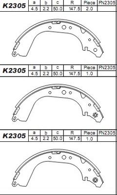 Asimco K2305 - Комплект гальм, барабанний механізм autocars.com.ua