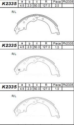 Asimco K2335 - Комплект гальм, барабанний механізм autocars.com.ua