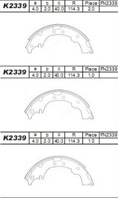Asimco K2339 - Комплект тормозных колодок, барабанные autodnr.net