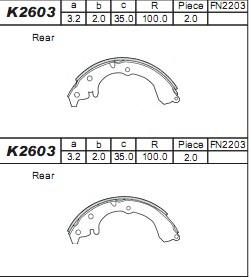 Asimco K2603 - Комплект тормозных колодок, барабанные autodnr.net