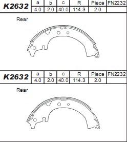 Asimco K2632 - Комплект гальм, барабанний механізм autocars.com.ua