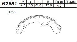 Asimco K2651 - Комплект тормозных колодок, барабанные avtokuzovplus.com.ua
