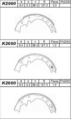 Asimco K2660 - Комплект гальм, барабанний механізм autocars.com.ua