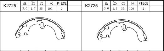 Asimco K2725 - Комплект гальм, барабанний механізм autocars.com.ua