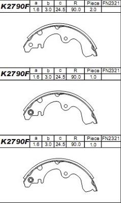 Asimco K2790F - Комплект гальм, барабанний механізм autocars.com.ua