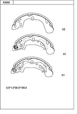 Asimco K3005 - Комплект тормозных колодок, барабанные autodnr.net