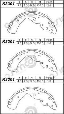 Asimco K3301 - Комплект гальм, барабанний механізм autocars.com.ua