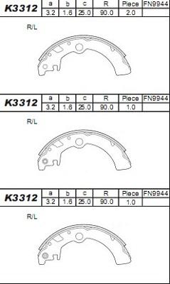 Asimco K3312 - Комплект тормозных колодок, барабанные avtokuzovplus.com.ua