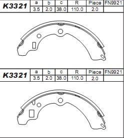 Asimco K3321 - Комплект гальм, барабанний механізм autocars.com.ua