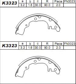 Asimco K3323 - Комплект гальм, барабанний механізм autocars.com.ua