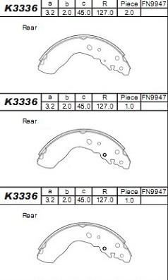 Asimco K3336 - Комплект тормозных колодок, барабанные avtokuzovplus.com.ua