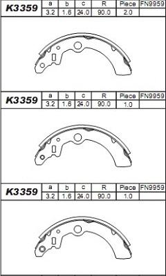 Asimco K3359 - Комплект гальм, барабанний механізм autocars.com.ua