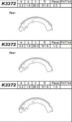 Asimco K3372 - Комплект тормозных колодок, барабанные avtokuzovplus.com.ua