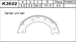 Asimco K3602 - Комплект гальм, ручник, парковка autocars.com.ua