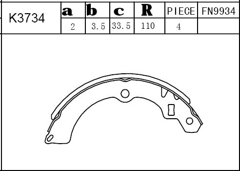 Asimco K3734 - Комплект гальм, барабанний механізм autocars.com.ua