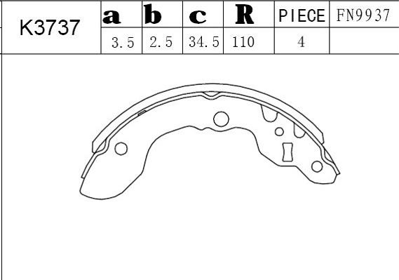 Asimco K3737 - Комплект гальм, барабанний механізм autocars.com.ua