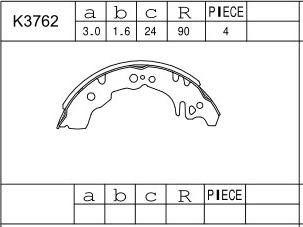 Asimco K3762 - Комплект тормозных колодок, барабанные avtokuzovplus.com.ua