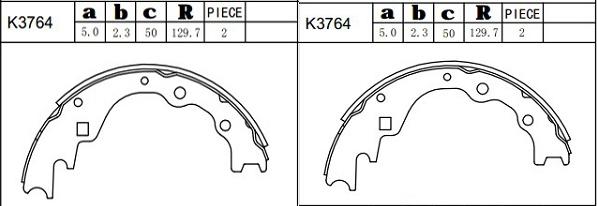 Asimco K3764 - Комплект тормозных колодок, барабанные avtokuzovplus.com.ua