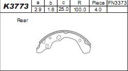 Asimco K3773 - Комплект тормозных колодок, барабанные avtokuzovplus.com.ua