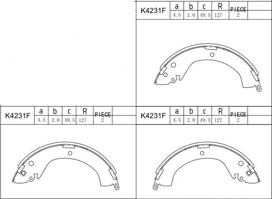 Asimco K4231F - Комплект гальм, барабанний механізм autocars.com.ua