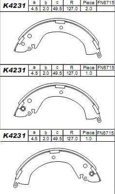 Asimco K4231 - Комплект гальм, барабанний механізм autocars.com.ua