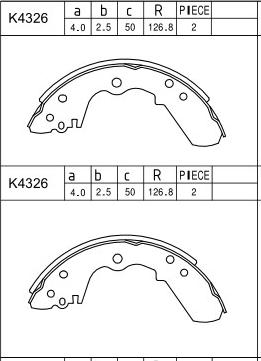 Asimco K4326 - Комплект тормозных колодок, барабанные autodnr.net