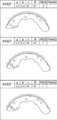 Asimco K4327 - Комплект тормозных колодок, барабанные avtokuzovplus.com.ua